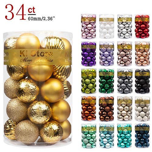Product Cover KI Store 34ct Christmas Ball Ornaments Shatterproof Christmas Decorations Tree Balls for Holiday Wedding Party Decoration, Tree Ornaments Hooks Included 2.36