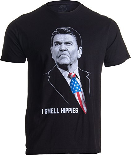 Product Cover I Smell Hippies | Funny Ronald Reagan Conservative Merica USA Unisex T-Shirt-Adult,XL Black