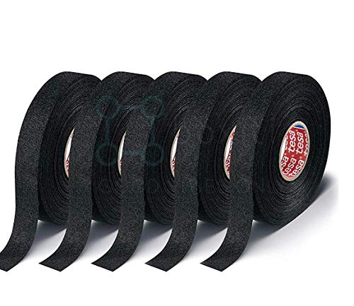 Product Cover Tesa Black Fuzzy Fleece Interior Wire Loom Harness Tape for VW, Audi, Mercedes, BMW 19 mm X 15 Meters (5 Rolls)