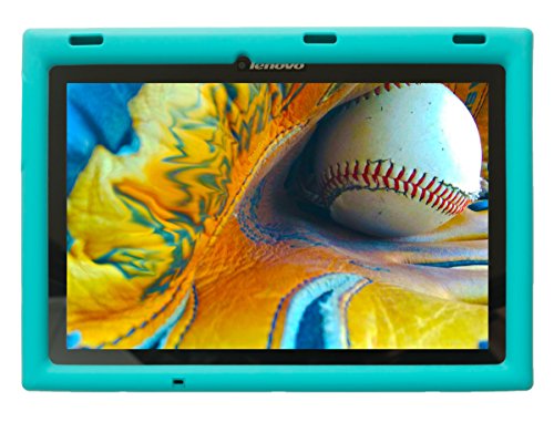 Product Cover Bobj Rugged Case for Lenovo Tab 2 A10-70, A10-70F and Lenovo Tab 3 TB3-X70L, TB3-X70F - BobjGear Custom Fit - Patented Venting, Sound Amplification, Kid Friendly (Terrific Turquoise) Not for TB-X103F