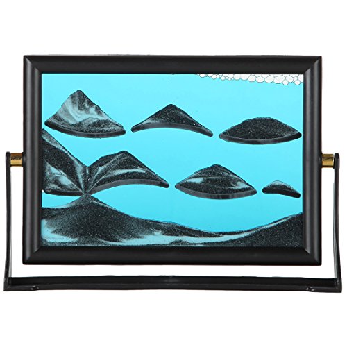 Product Cover Lily's Home Moving Sand Picture with Spinning Base, Liquid and Sand Filled Art Designed for Display on Desks or Bookshelves, Ideal Gift for Ocean Lovers, Blue Liquid (7