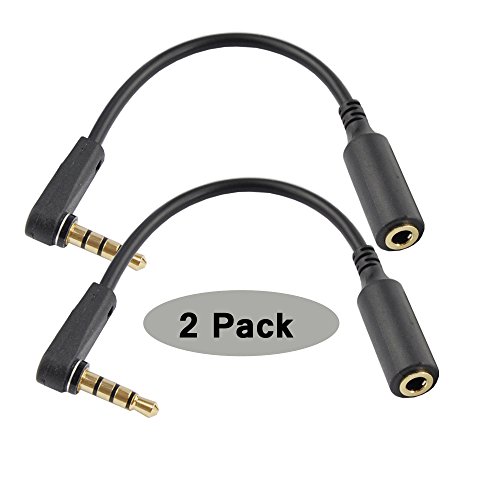 Product Cover Seadream 2PACK 6 inch 4-Pole 3.5mm Male Right Angle to 3.5mm Female Stereo Audio Cable Headset Extension Cable for Beats Dr. Dre Studio iPhone,M to F Audio Cable