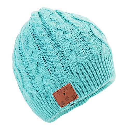 Product Cover Tenergy Wireless Bluetooth Beanie Hat with Detachable Stereo Speakers & Microphone, Fleece-Lined Music Beanie for Women Outdoor Sports, Braid Cable Knit (Tame Teal)