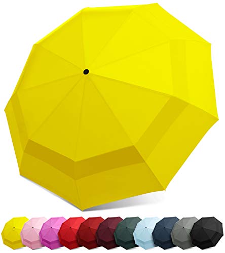 Product Cover EEZ-Y Compact Travel Umbrella with Windproof Double Canopy Construction - Auto Open Close (Yellow)