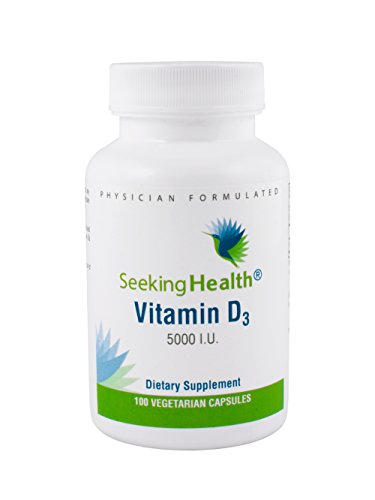 Product Cover Vitamin D3 5000 IU | Pure High-Potency Vitamin D3 Supplement | 5000 IU as Cholecalciferol | 100 Vegetarian Capsules | Seeking Health