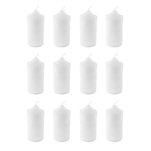 Product Cover Super Z Outlet 3 x 6 Unscented Pillar Candles for Weddings, Home Decoration, Relaxation, Spa, Smokeless Cotton Wick. (12 Pack) (White)