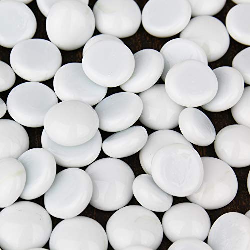 Product Cover CYS EXCEL Glass Vase Fillers (1 Pound- Approx. 100) Multiple Color Choices Flat Marbles, Stone Gem for Centerpieces, Decorative Glass Beads, Glass gems (Gem Stone White, 1LB)