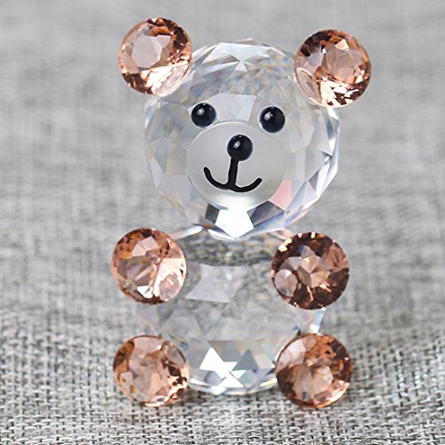 Product Cover H&D Pink 3D Little Bear Crystal Figurine Paperweights Glass Xmas Decor