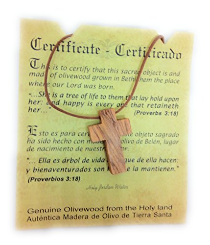 Product Cover Olive Wood Pendant | Small Cross Design | Top Quality | Handcrafted in the Holyland | Certificate of Origin | Genuine Product HJW