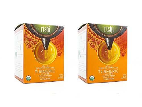 Product Cover Rishi Tea Turmeric Ginger Tea, Organic Caffeine-Free Herbal Tea Sachet Bags, 15 Count (Pack of 2)