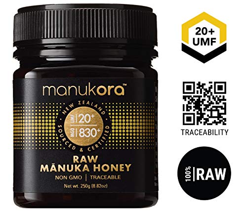 Product Cover Manukora UMF 20+/MGO 830+ Raw Mānuka Honey (250g/8.8oz) Authentic Non-GMO New Zealand Honey, UMF & MGO Certified, Traceable from Hive to Hand