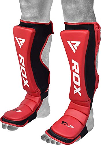 Product Cover RDX Shin Guards for MMA Fighting & Boxing Training | Maya Hide Leather Muay Thai Instep Leg Protective Gear | Great Protector Pads for Kickboxing, Martial Arts, Sparring, BJJ, Karate