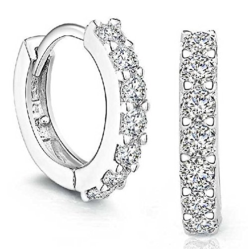 Product Cover SANNYSIS 1Pair Beautiful Silvering Rhinestones Hoop Stud Earrings For Women-About Half an Inch