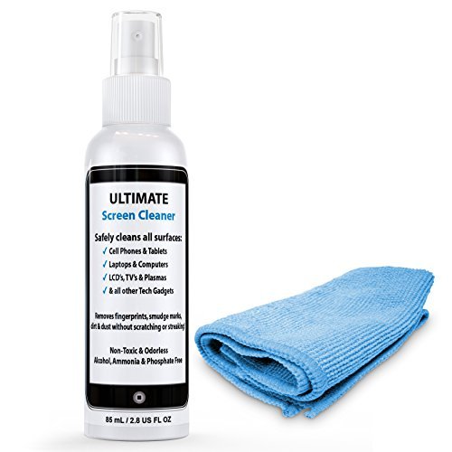 Product Cover Ultimate Screen Cleaner Kit with Microfiber Cloth. Best for Cleaning all Tech Gadgets and Electronics: iPhone, Android, Cell Phone, Tablet, Computer Screen, Keyboard, TV, LCD, LED & Plasma.