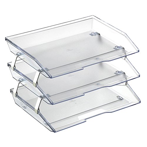 Product Cover Acrimet Facility 3 Tier Letter Tray Side Load Plastic Desktop File Organizer (Clear Crystal Color)