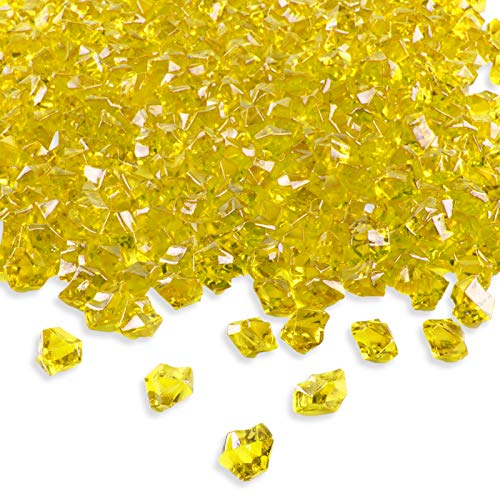 Product Cover Super Z Outlet Acrylic Color Ice Rock Crystals Treasure Gems for Table Scatters, Vase Fillers, Event, Wedding, Birthday Decoration Favor, Arts & Crafts (385 Pieces) (Yellow)
