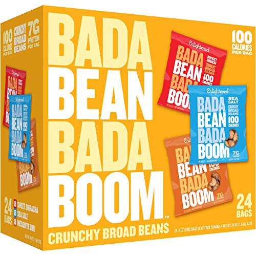 Product Cover Enlightened Bada Bean Bada Boom Plant-based Protein, Gluten Free, Vegan, Non-GMO, Soy Free, Roasted Broad Fava Bean Snacks, The Classic Box Variety Pack, 1 Ounce (24 Count)