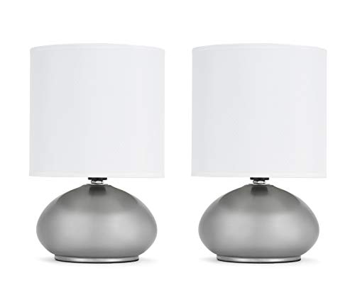 Product Cover Catalina Lighting 18581-000 Transitional 2 Pack Matching Small Touch Table Lamp Set, 9.25, Classic Brushed Nickel