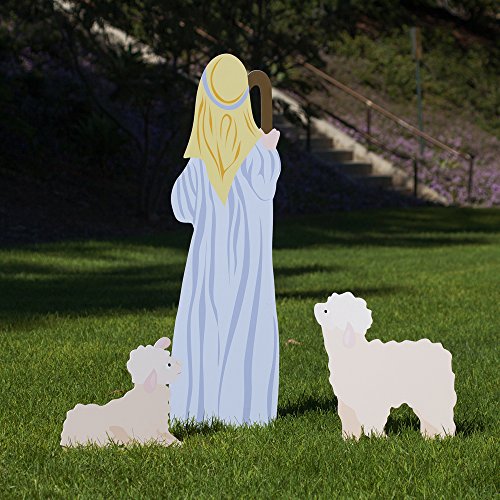 Product Cover Outdoor Nativity Store Outdoor Nativity Set Add-on - Shepherd and Sheep (Large, Color)