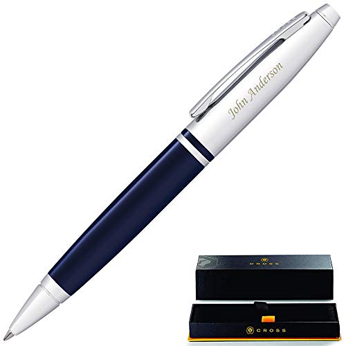 Product Cover Personalized Cross Pen | Engraved Cross Calais Ballpoint Pen - Blue. Custom Gift Pen with Case AT0112-3 Fast Quality Engraving By Dayspring Pens.