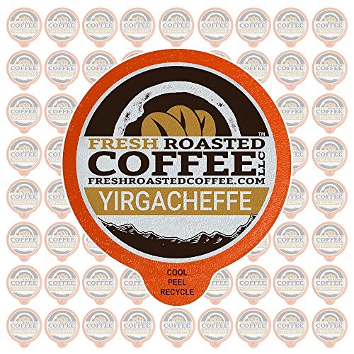 Product Cover Fresh Roasted Coffee LLC, Ethiopian Yirgacheffe Coffee Pods, Medium Roast, Single Origin, Capsules Compatible with 1.0 & 2.0 Single-Serve Brewers, 72 Count