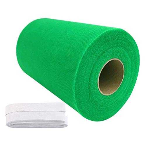 Product Cover Tulle Roll Spool 6 Inch x 100 Yards (300FT) Wedding Party Decoration,Tutu Skirts with Elastic Band by RayCC (Green Colour)