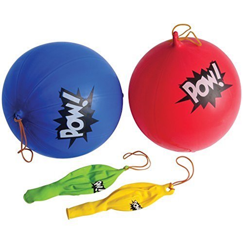 Product Cover U.S. Toy Lot Of 12 Assorted Color Comic Book Super Hero Design Punch Balloons,blue, red, yellow, green