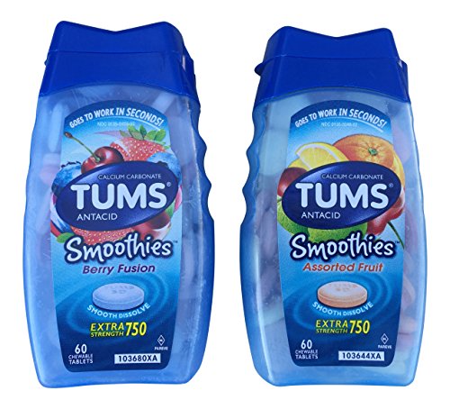 Product Cover 2 Pack, Tums Smoothies Berry Fusion 60 Count and Smoothies Assorted Fruit 60 Count