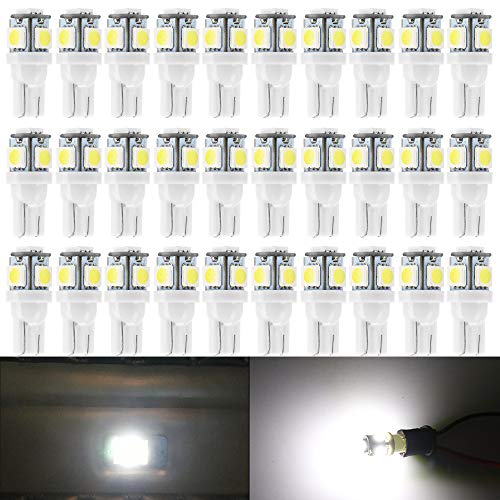 Product Cover AMAZENAR 30-Pack White Replacement Stock #: 194 T10 168 2825 W5W 175 158 Bulb 5050 5 SMD LED Light,12V Car Interior Lighting for Map Dome Lamp Courtesy Trunk License Plate Dashboard Parking Lights