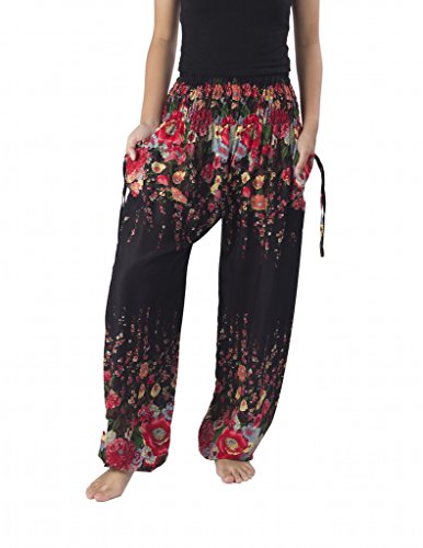 Product Cover Lannaclothesdesign Women's Flowers Yoga Boho Pants Long Beach Summer Harem Pants
