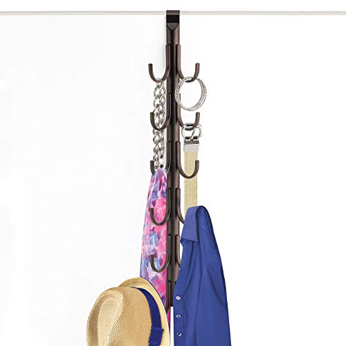 Product Cover Lynk Over Door Accessory Hanger - Scarf, Belt, Hat, Jewelry Organizer - Vertical 12 Hook Rack - Bronze