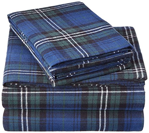 Product Cover Pinzon Plaid Flannel Bed Sheet Set - King, Blackwatch Plaid
