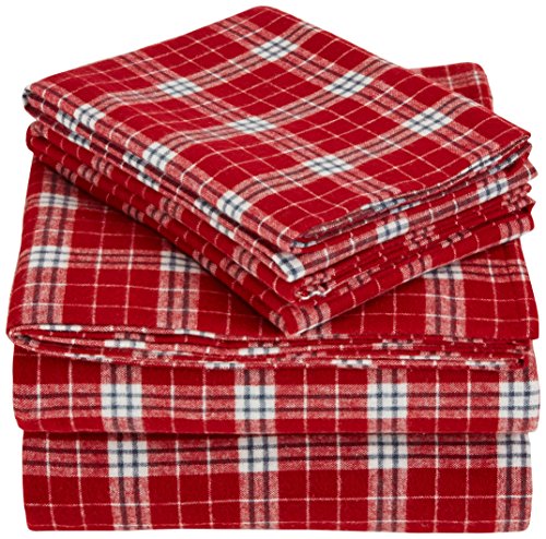 Product Cover Pinzon Plaid Flannel Bed Sheet Set - California King, Bordeaux Plaid