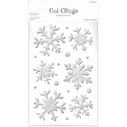 Product Cover amscan Snowflake Glitter Gel Cling, 16 Ct. | Christmas Decoration