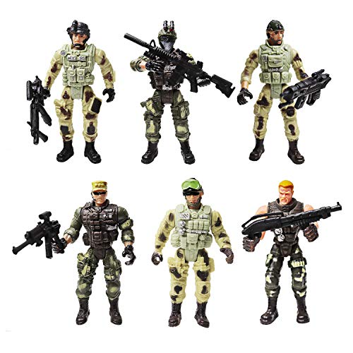 Product Cover Soldier Action Figure Toy Army Men with Weapon Accessories/ SWAT Team Figure Military Playset for Boys Girls Children Kids 3 4 5 6 7 8 9 Years Old,Great as Christmas,Birthday,Set of 6 (Special Troops)