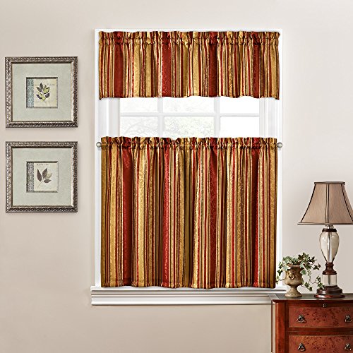 Product Cover WAVERLYTraditions Kitchen Curtains Set for Windows - Stripe Ensemble 52