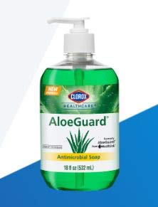 Product Cover Healthlink AloeGuard Moisturizing Antimicrobial Soap, Aloe Vera Infused, PCMX, Light Floral Scent (18 oz Bottlle - Single)