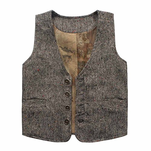 Product Cover Coodebear Boys' Girls' Map Lined Pockets Buttons V Collar Vests (2-16 Years)
