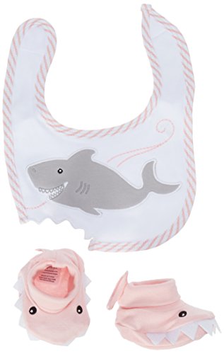 Product Cover Baby Aspen Chomp and Stomp Shark Bib and Booties Gift Set, Pink