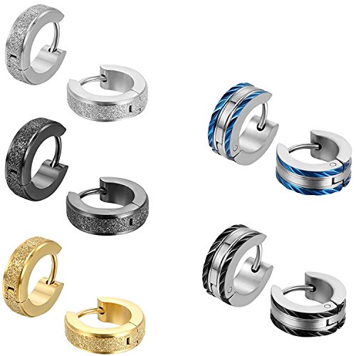 Product Cover Aroncent Boston 10PCS Classic Matte Stainless Steel Small Hoop Earring Huggie Earrings