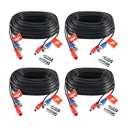 Product Cover ZOSI 4 Pack 100ft (30 Meters) 2-in-1 Video Power Cable, BNC Extension Surveillance Camera Cables for Video Security Systems (Included 4X BNC Connectors and 4X RCA Adapters)