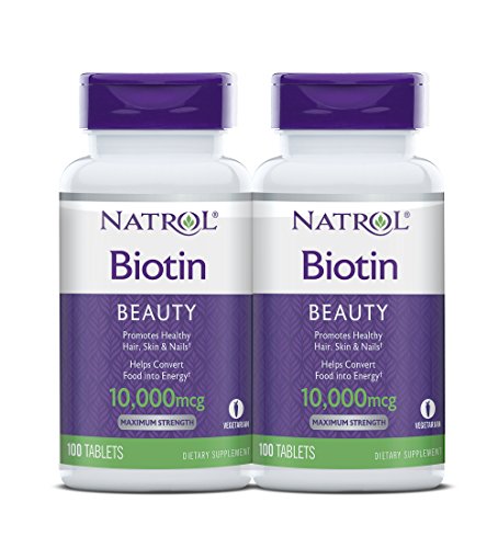 Product Cover Natrol Biotin Beauty Tablets, Promotes Healthy Hair, Skin and Nails, Helps Support Energy Metabolism, Helps Convert Food Into Energy, Maximum Strength, 10,000mcg, 100 Count (Pack of 2)
