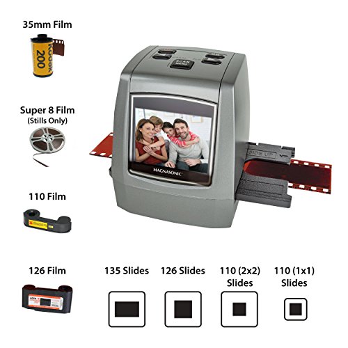 Product Cover Magnasonic All-in-One High Resolution 22MP Film Scanner, Converts 35mm/126KPK/110/Super 8 Films, Slides, Negatives into Digital Photos, Vibrant 2.4