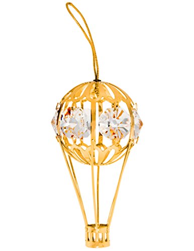 Product Cover Hot Air Balloon 24k Gold-Plated Ornament with Clear Spectra Crystals by Swarovski