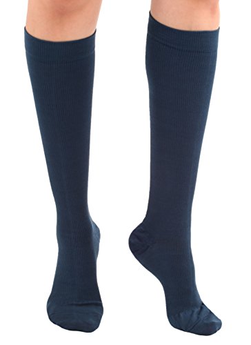 Product Cover Graduated Cotton Compression Socks - Unisex Firm Support 20-30mmHg, Support Knee High's - Closed Toe, Color Navy, Size Medium- Absolute Support, Sku: A105