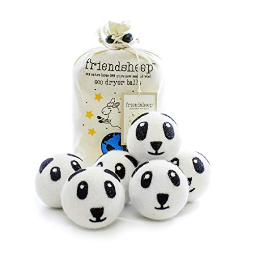 Product Cover Friendsheep Organic Eco Wool Dryer Balls - Panda Pack - Handmade Fair Trade No Lint - Pack of 6