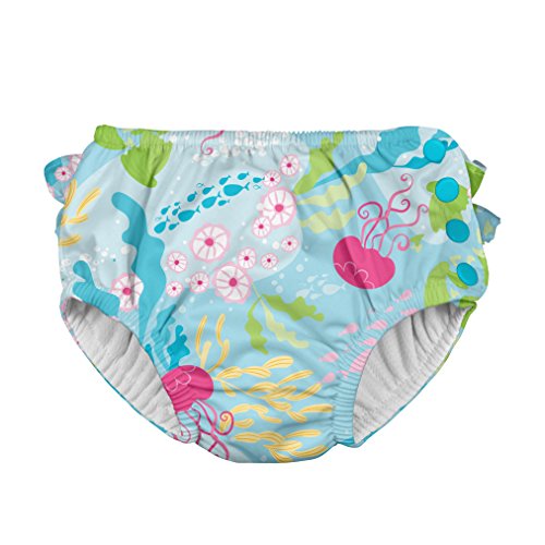 Product Cover i play. by green sprouts Girls' Ruffle Snap Reusable Absorbent Swimsuit Diaper, Aqua Coral Reef