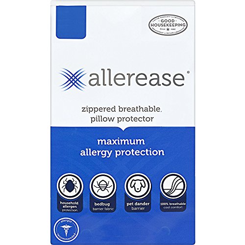 Product Cover AllerEase Maximum Allergy Protection Pillow Protectors - Hypoallergenic, Zippered, Allergist Recommended, Prevent Dust Mites, Bed Bugs and Other Allergens, Standard/Queen/Jumbo Sized, 20