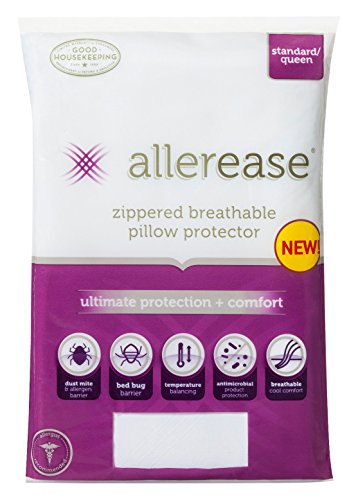 Product Cover AllerEase Ultimate Protection & Comfort Temperature Balancing Pillow Protector - Zippered, Allergist Recommended, Prevent Collection of Dust Mites and Other Allergens, Standard/Queen