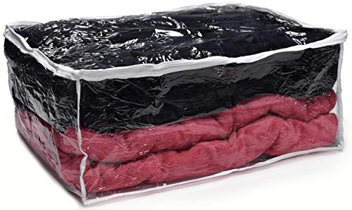 Product Cover Clear Blanket Storage Bag - Durable Vinyl Material to Shield Your Blankets and Clothes from Dust, Dirt and Moisture. Easy Gliding Zipper for Easy Access.